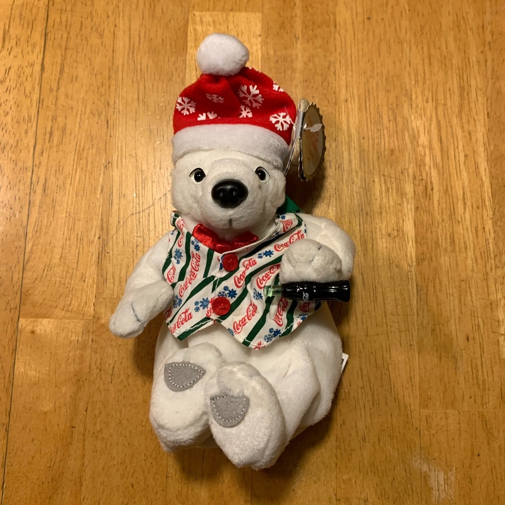 NWT Coca Cola Collectible Polar Bear Bean Bag Plush
in Striped Vest and Bow tie